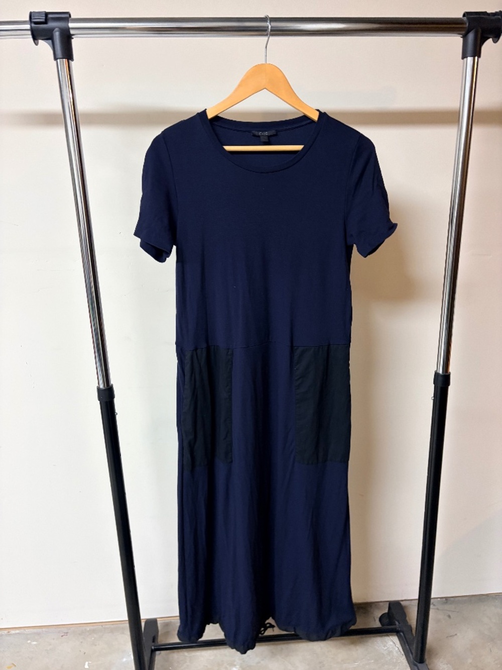COS Navy Blue Midi Dress with Darker Blue Pockets